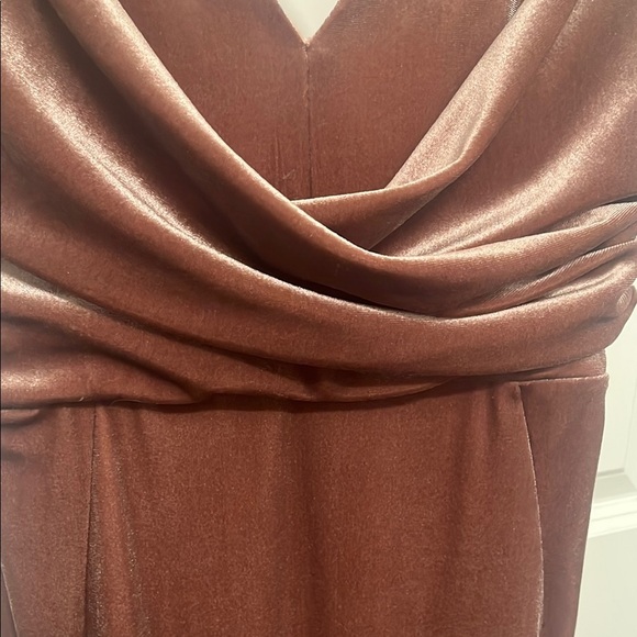 ASOS Strappy Midi Dress Dusty Rose Pink Stretch Bias Ruffle Size 8 - Picture 6 of 12